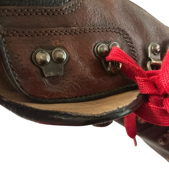 Vintage man Frye brown leather boots with red laces size 13D moto main image 7